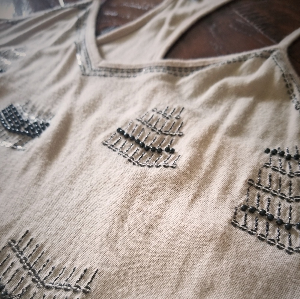 Express Champagne Beaded Top